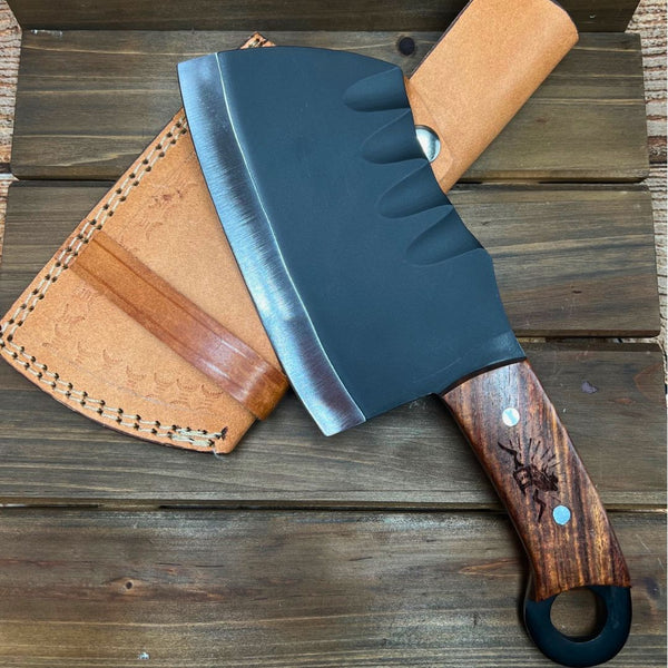 Menard Durable Stainless Steel Rosewood Handle Cleaver Knife