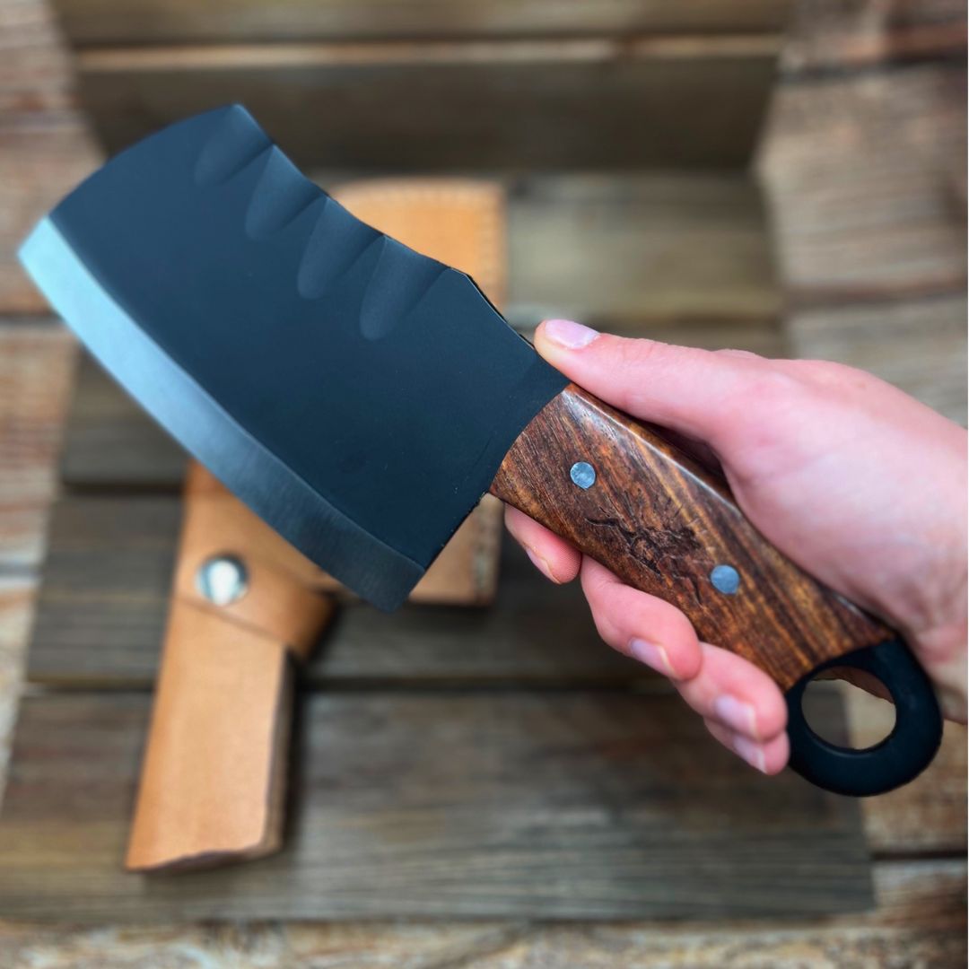 Menard Durable Stainless Steel Rosewood Handle Cleaver Knife