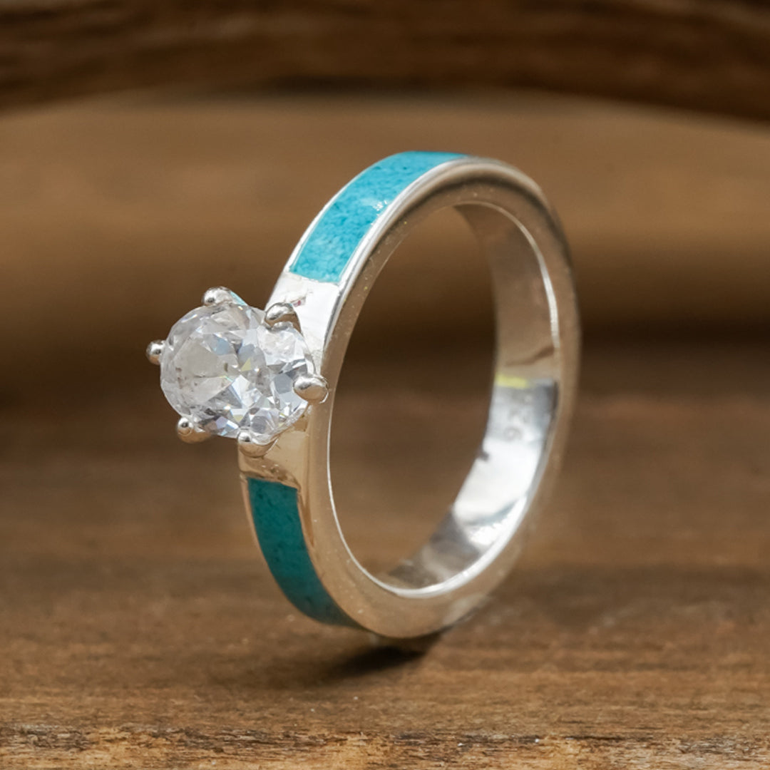 The Grand Adair | Sterling Silver Oval Stone Turquoise Inlaid
