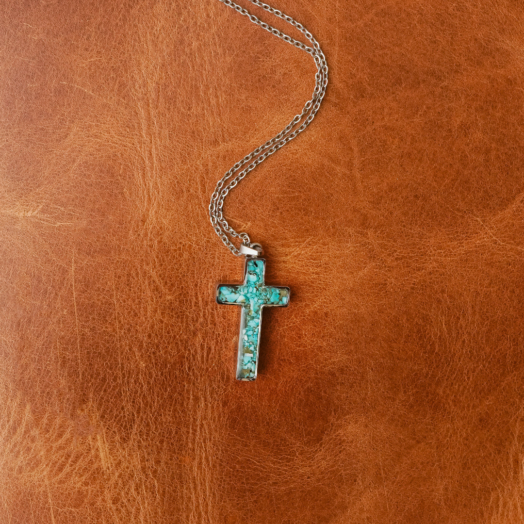 Real turquoise cross necklace Clearance
