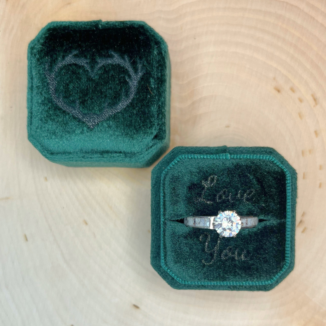 Antler Love Velvet Ring Box