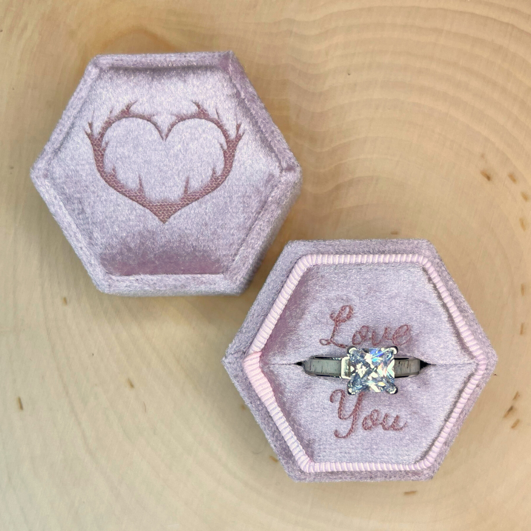 Antler Love Velvet Ring Box