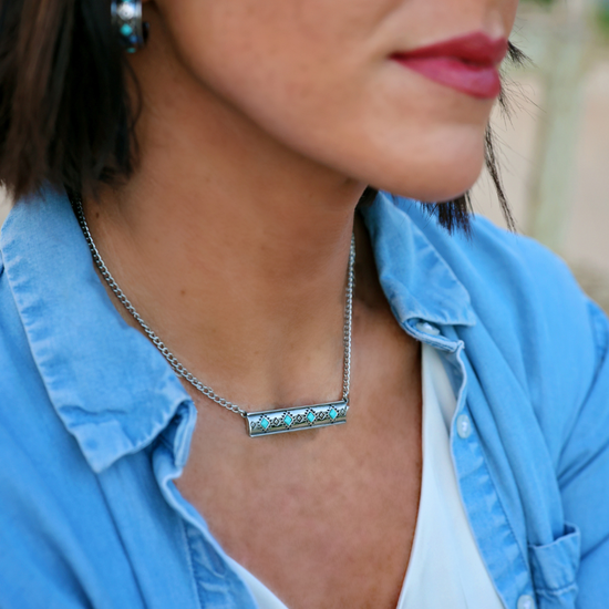 The Atzi Bar Necklace | Turquoise Western Pendant – AntlerRings.com