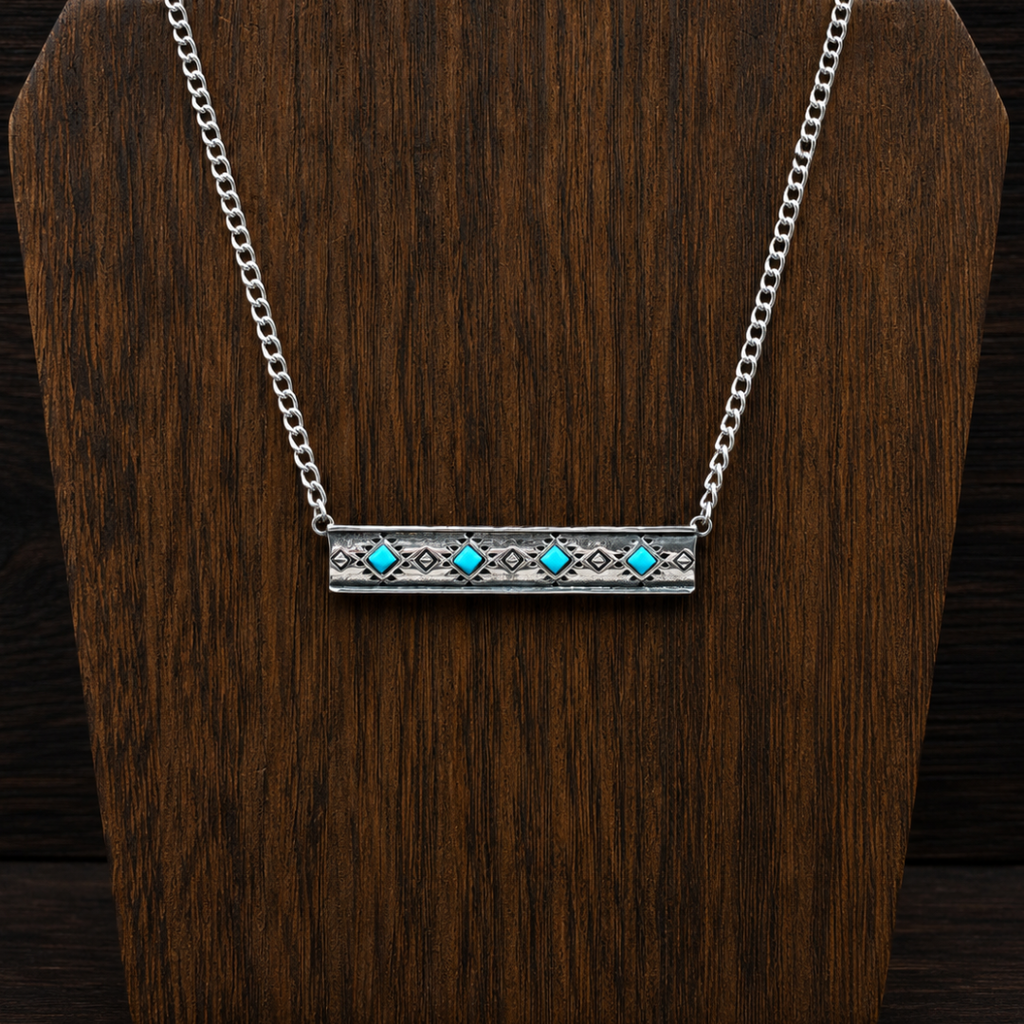 The Atzi Bar Necklace | Turquoise Western Pendant – AntlerRings.com