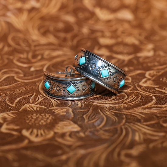 The Atzi Hoops | Turquoise Hoop Earrings – AntlerRings.com