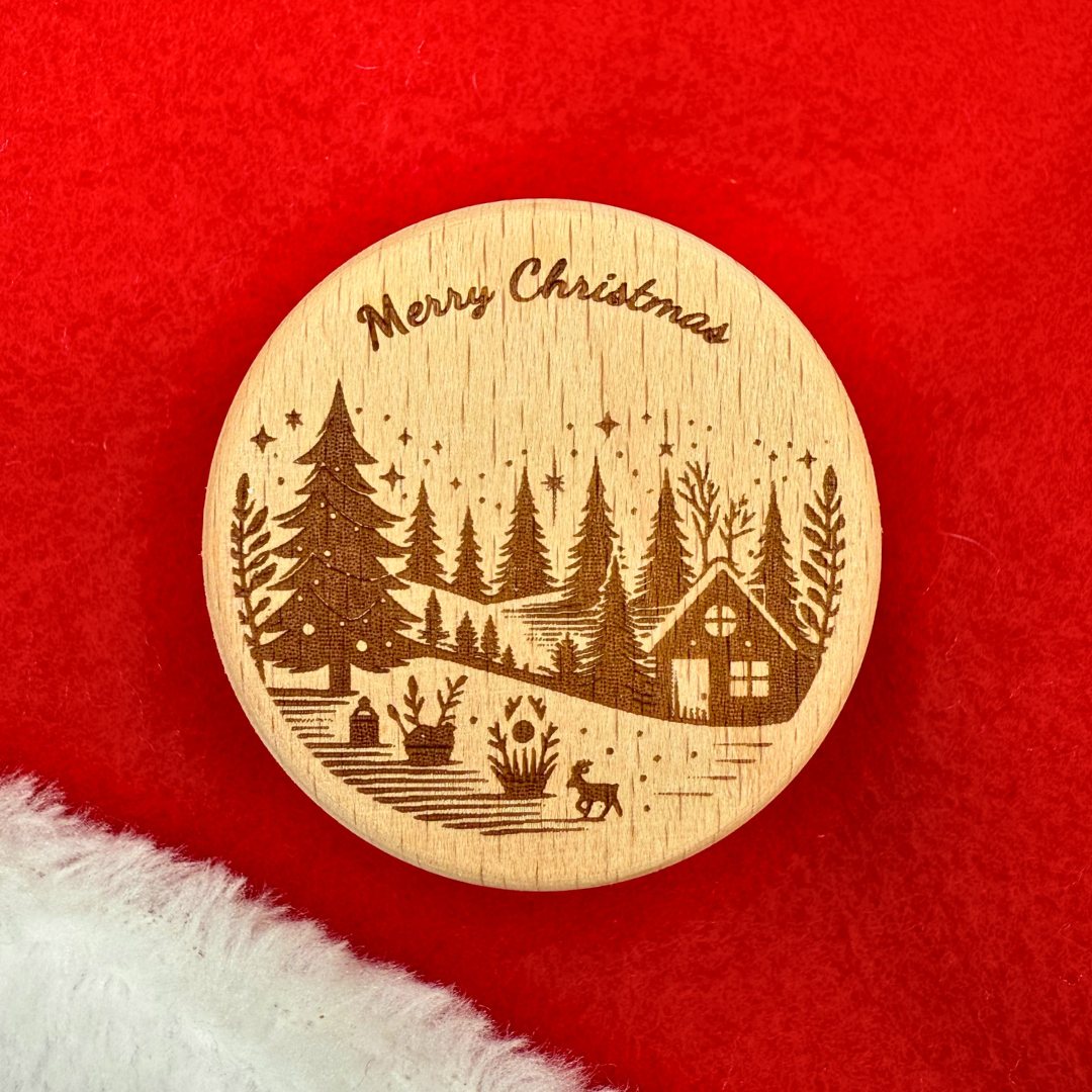 Engraved Holiday Beech Wood Box