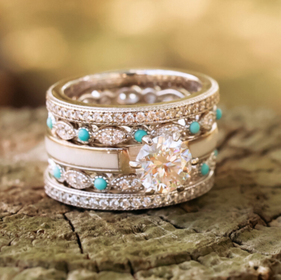 Cape Elizabeth Wedding Set | Handcrafted Turquoise Antler Rings Cape Elizabeth Wedding Set | Handcrafted Turquoise Antler Rings