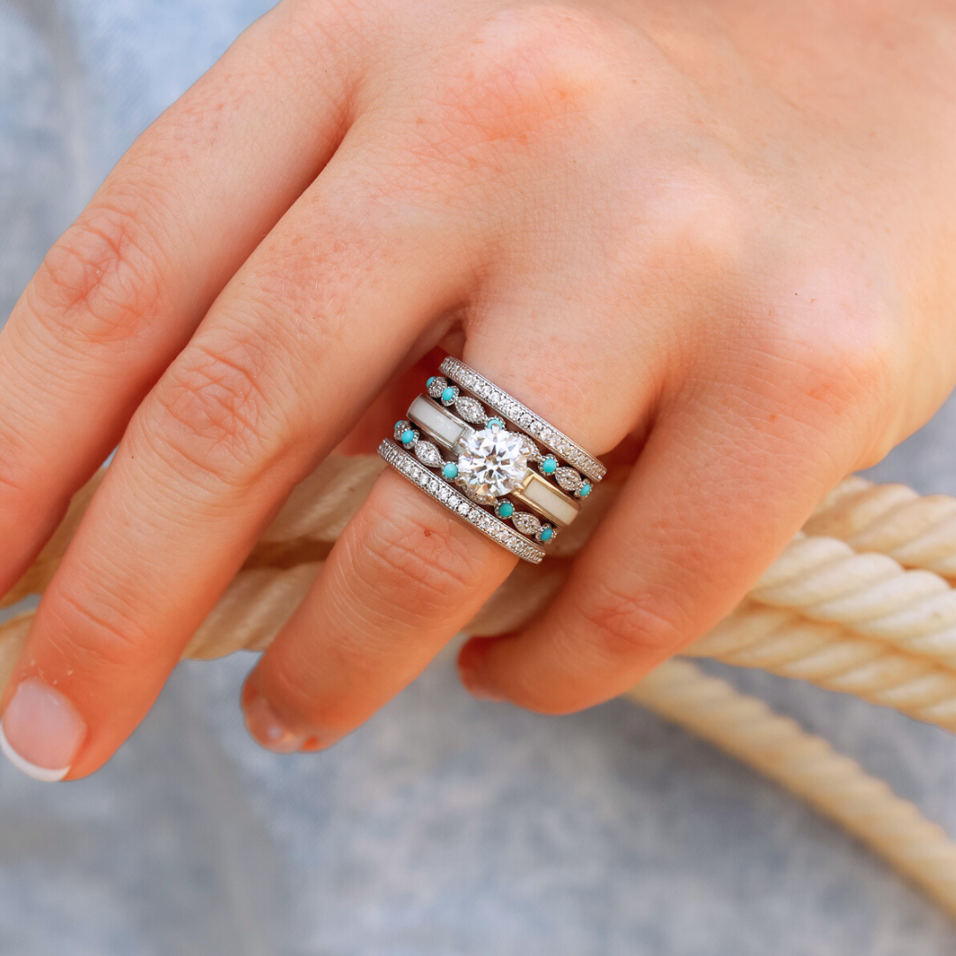 Cape Elizabeth Wedding Set | Handcrafted Turquoise Antler Rings Cape Elizabeth Wedding Set | Handcrafted Turquoise Antler Rings