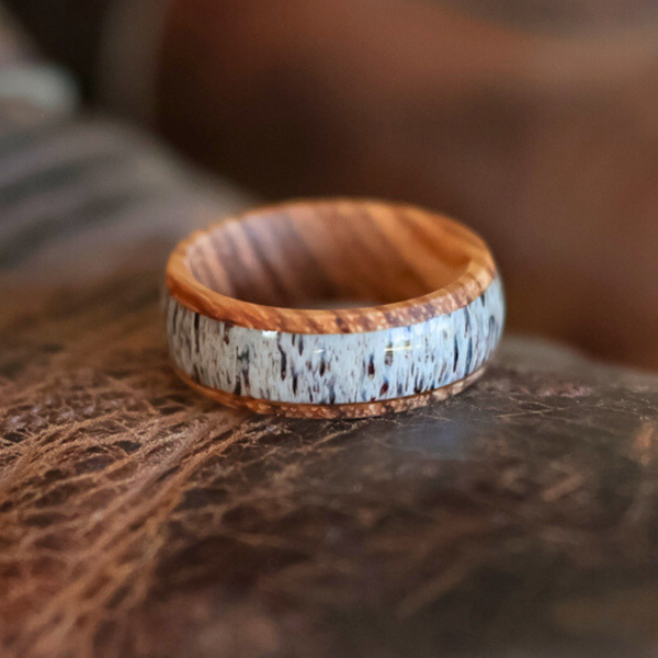 The Chattahoochee | 8mm Zebra Wood Antler Ring – AntlerRings.com