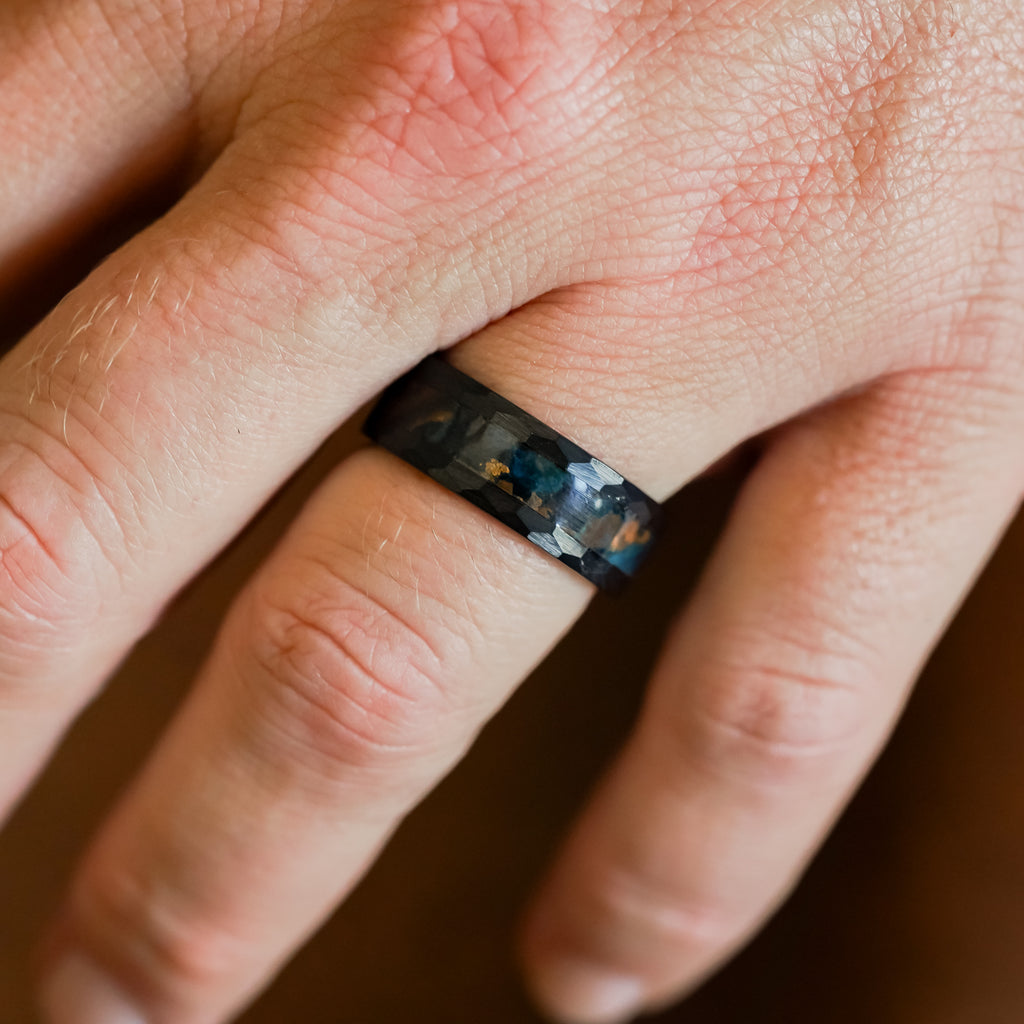 Men\'s Norte The Tungsten Mystic Copper | Del Black Patina Hammered Ring