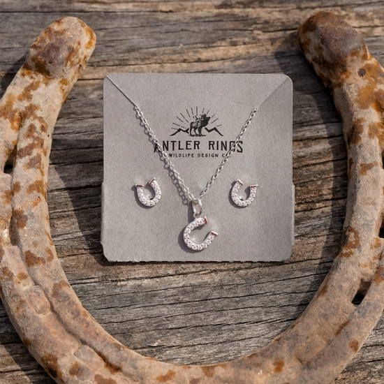 Horseshoe Necklace & Earrings Gift Set