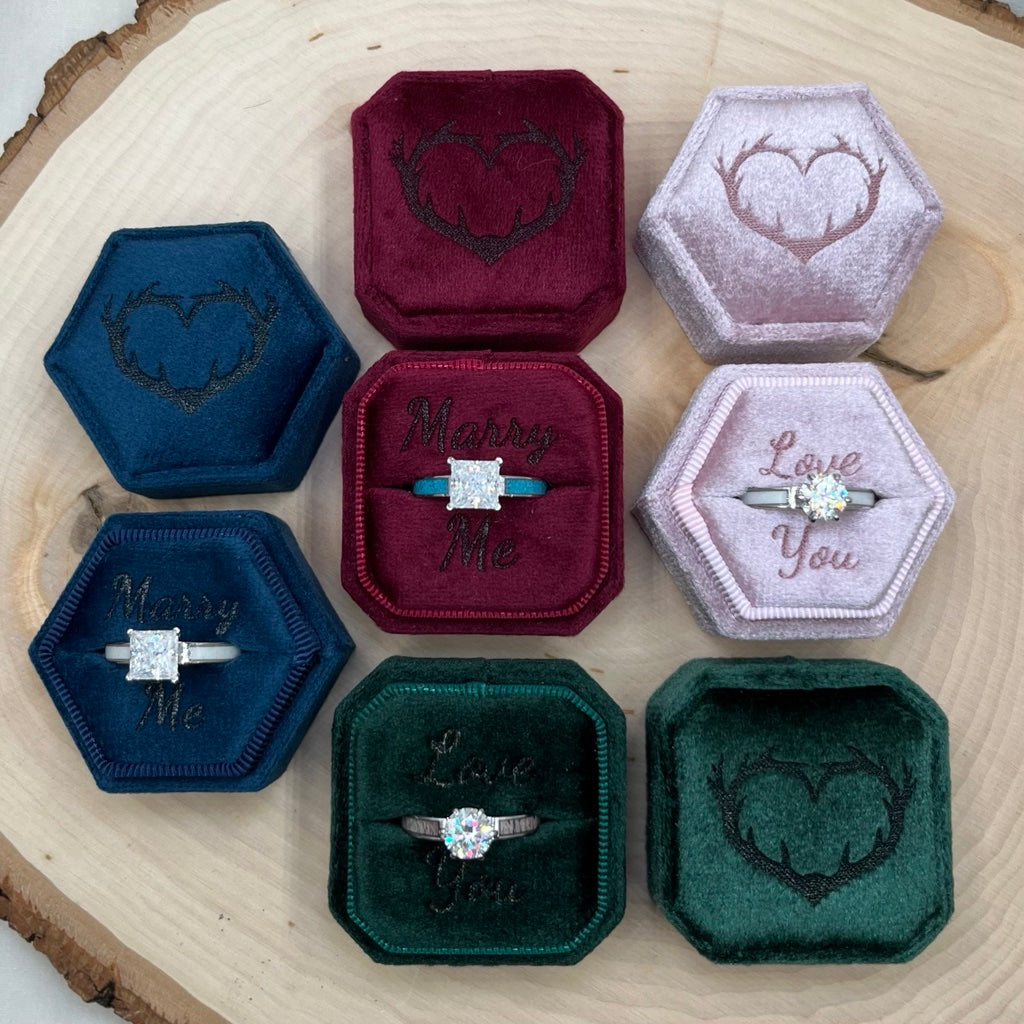 Antler Love Velvet Ring Box