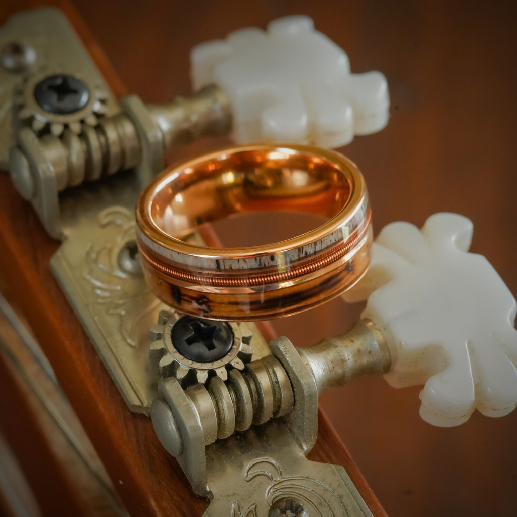 The Letchworth | 8mm Rose Gold Tungsten Carbide Flat Edge Charred