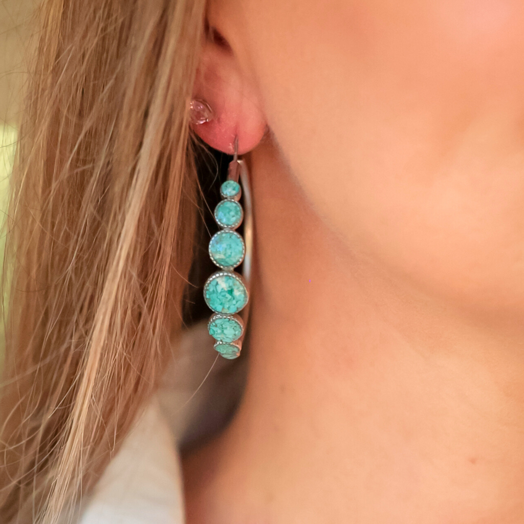 Lillie Hoops – Crushed Turquoise Earrings | Turquoise Accessories