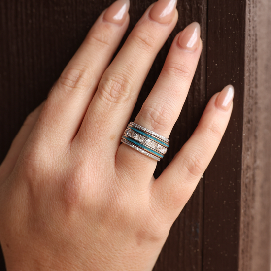 The Sierra Florence CZ Stacker Set | Western Turquoise Ring Stack