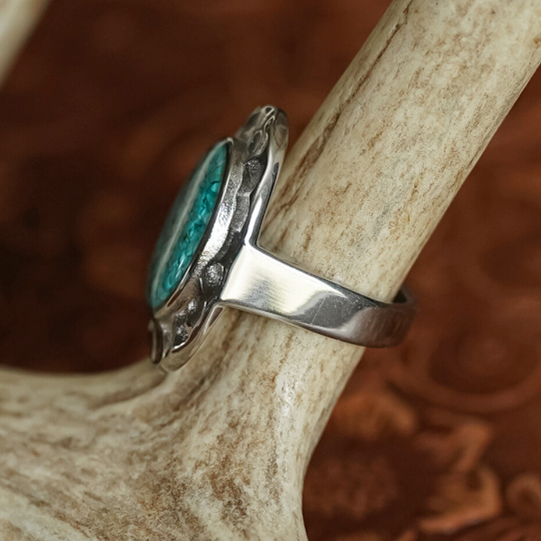 The Hattie Ring | Crushed Turquoise & Hammered Silver Design The Hattie Ring | Crushed Turquoise & Hammered Silver Design