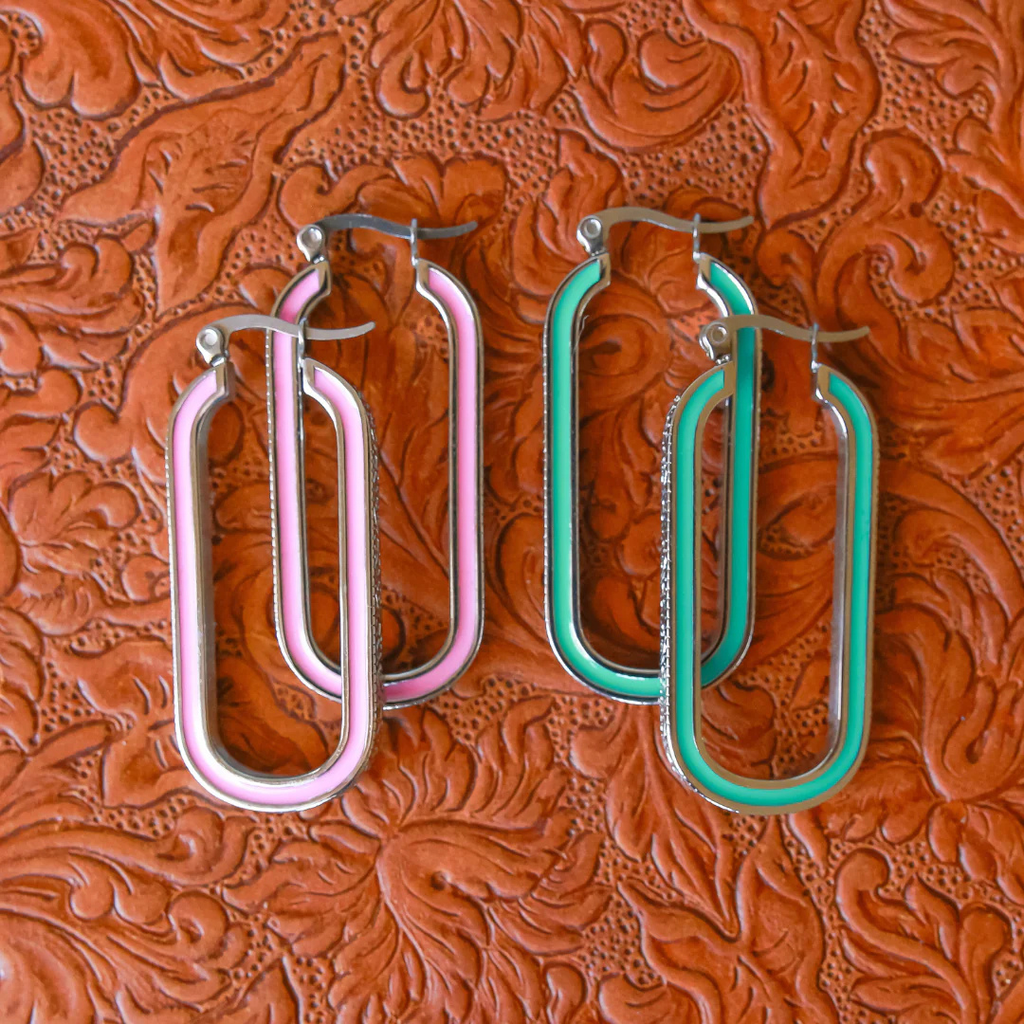 Etta Hoops | Western Engraved Turquoise Hoop Earrings