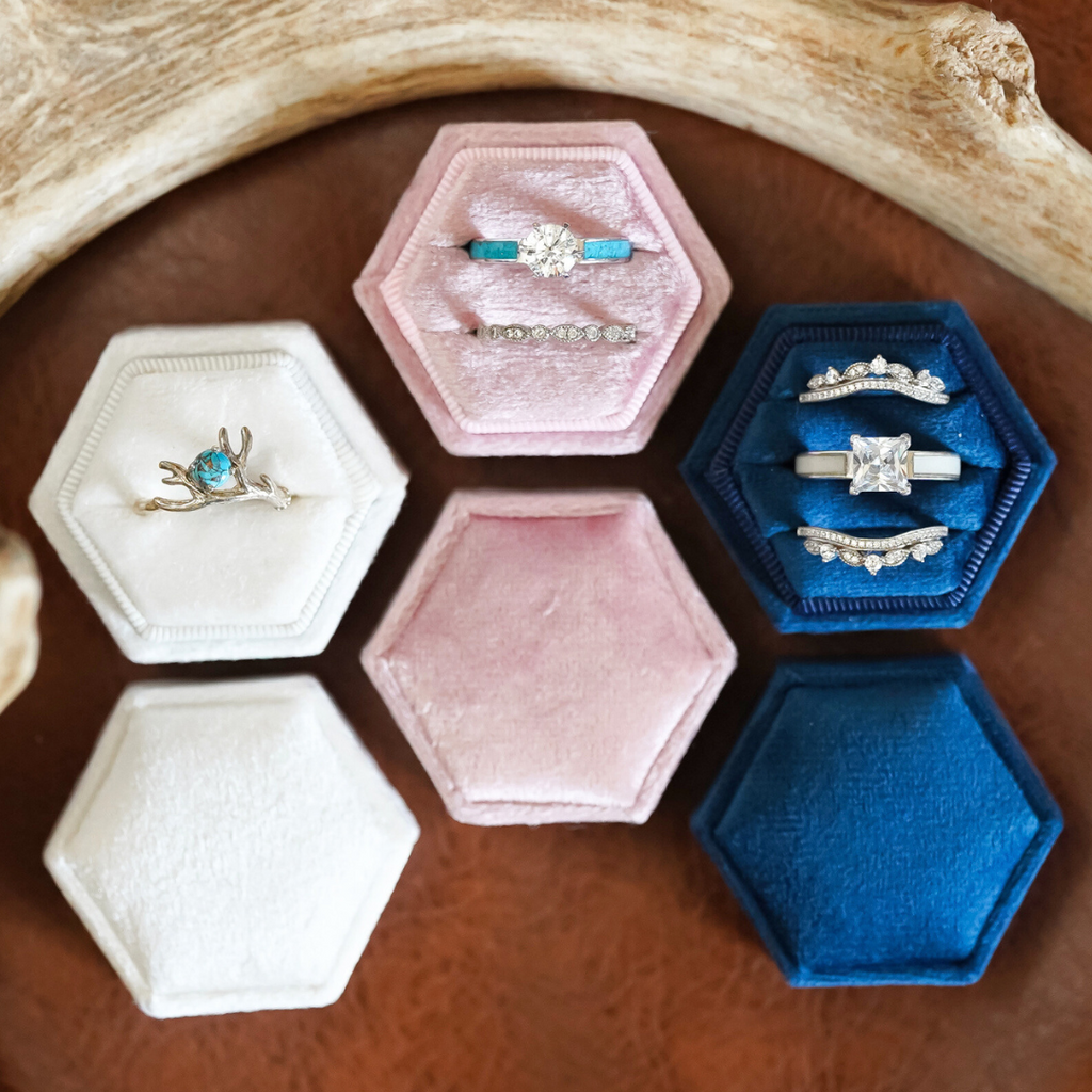 Velvet Hexagon Ring Box
