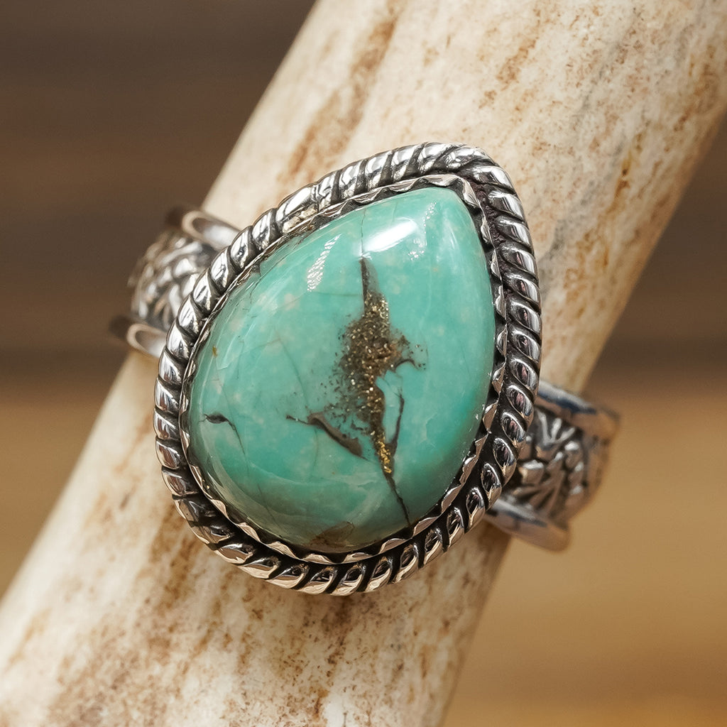 The Alison Ring Beautiful Green Turquoise Pear Gemstone Ring