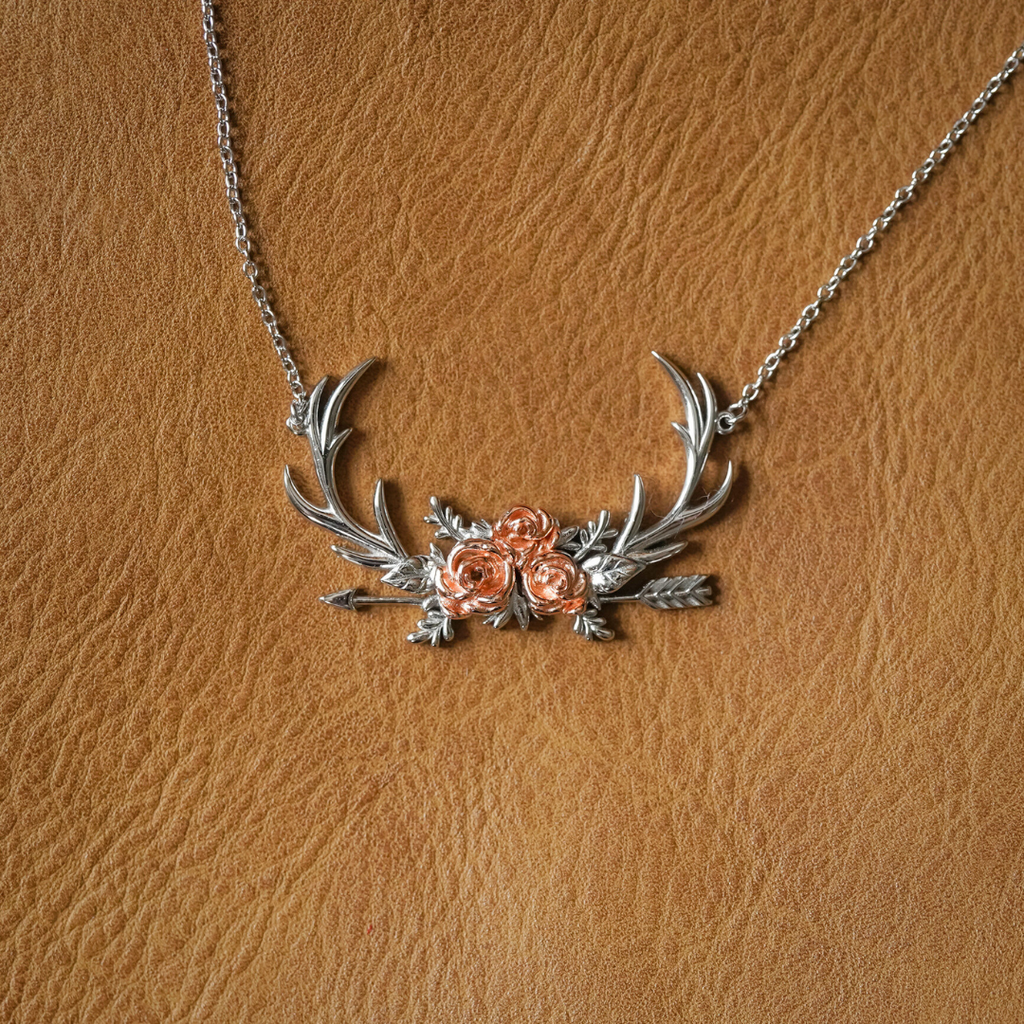 Silver deer hot sale antler necklace