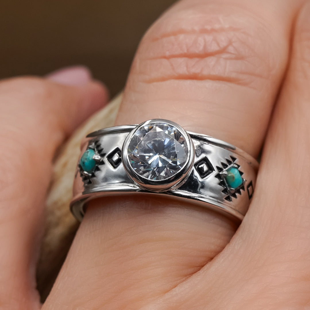 Sparkling Native American Navajo Blue Diamond Turquoise Sterling Silver Bracelet