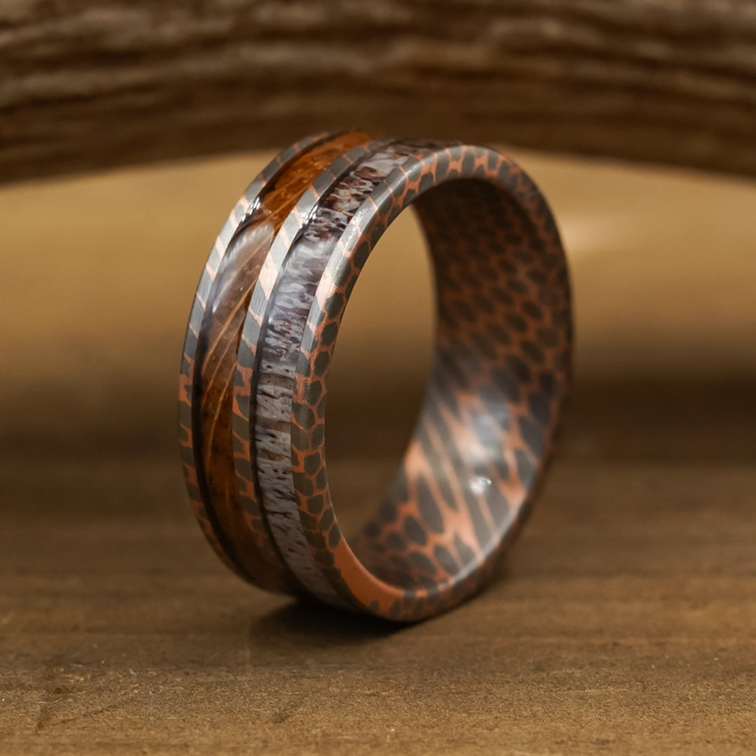 Wedding Band Wood Copper Ring