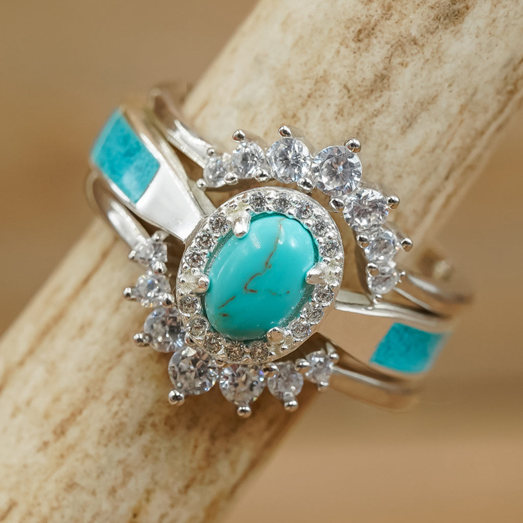 Antler Rings for Women | Turquoise Stacking Bands