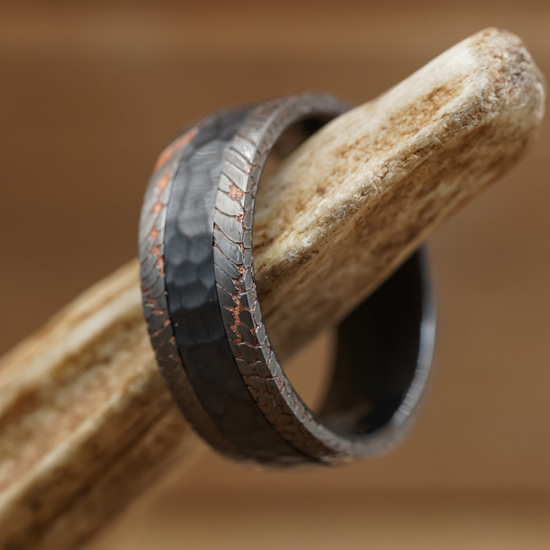 Gold Men's Rustic Wave Ring Silver, Mens Wedding Band, Silver Ring