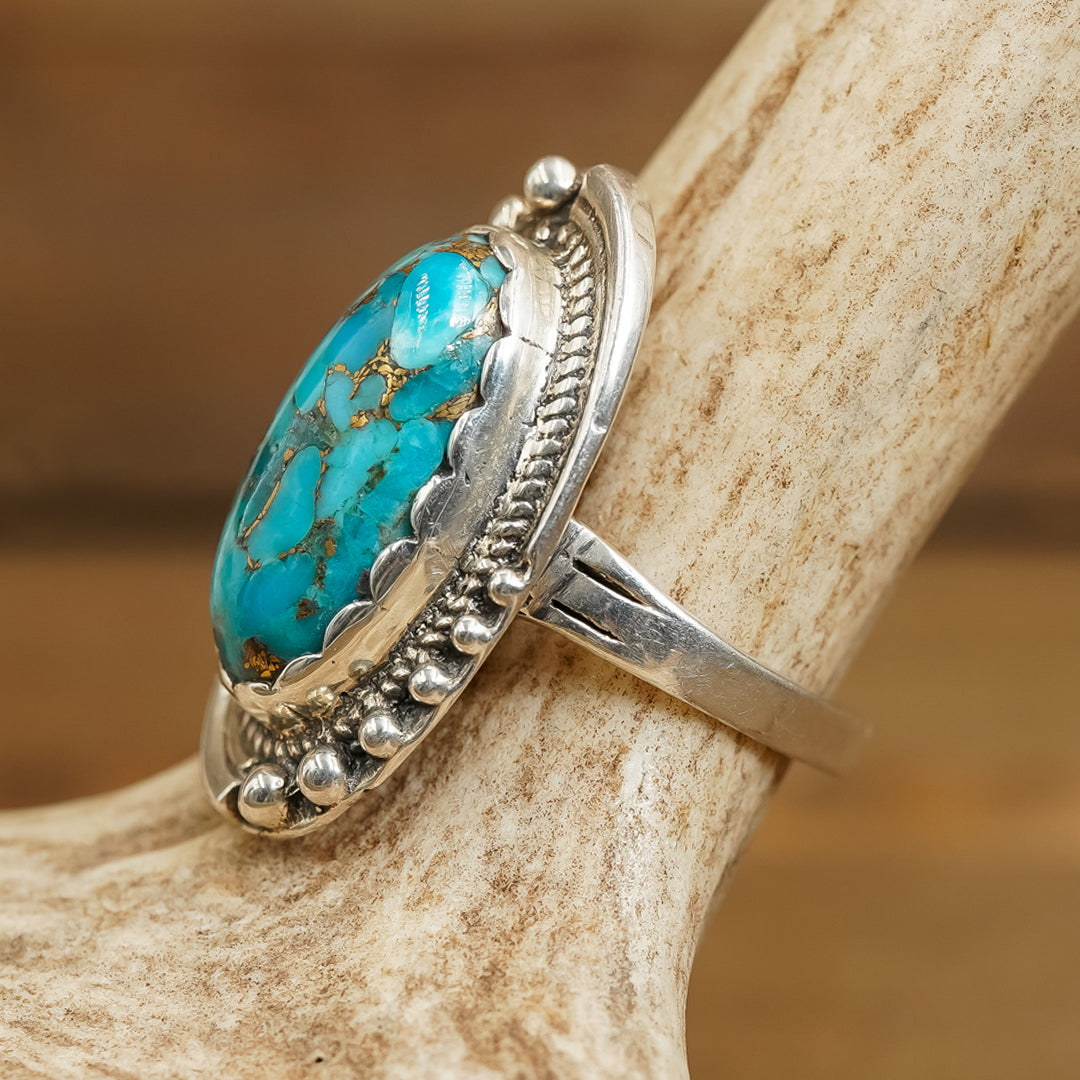 The Patsy | 925 Sterling Silver Oval Turquoise Gemstone Ring ...