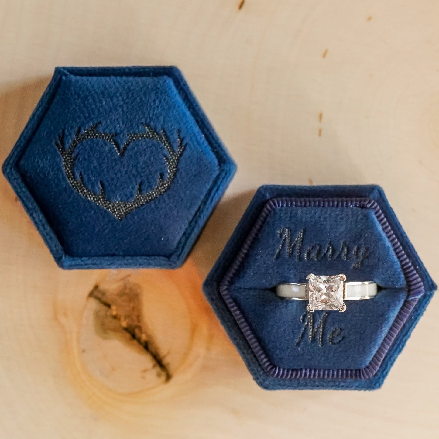 Antler Love Velvet Ring Box