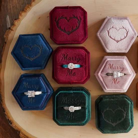 Antler Love Velvet Ring Box