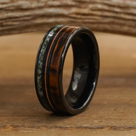 The Ricketts Glen | Tungsten Carbide Dark Whiskey Barrel, Green