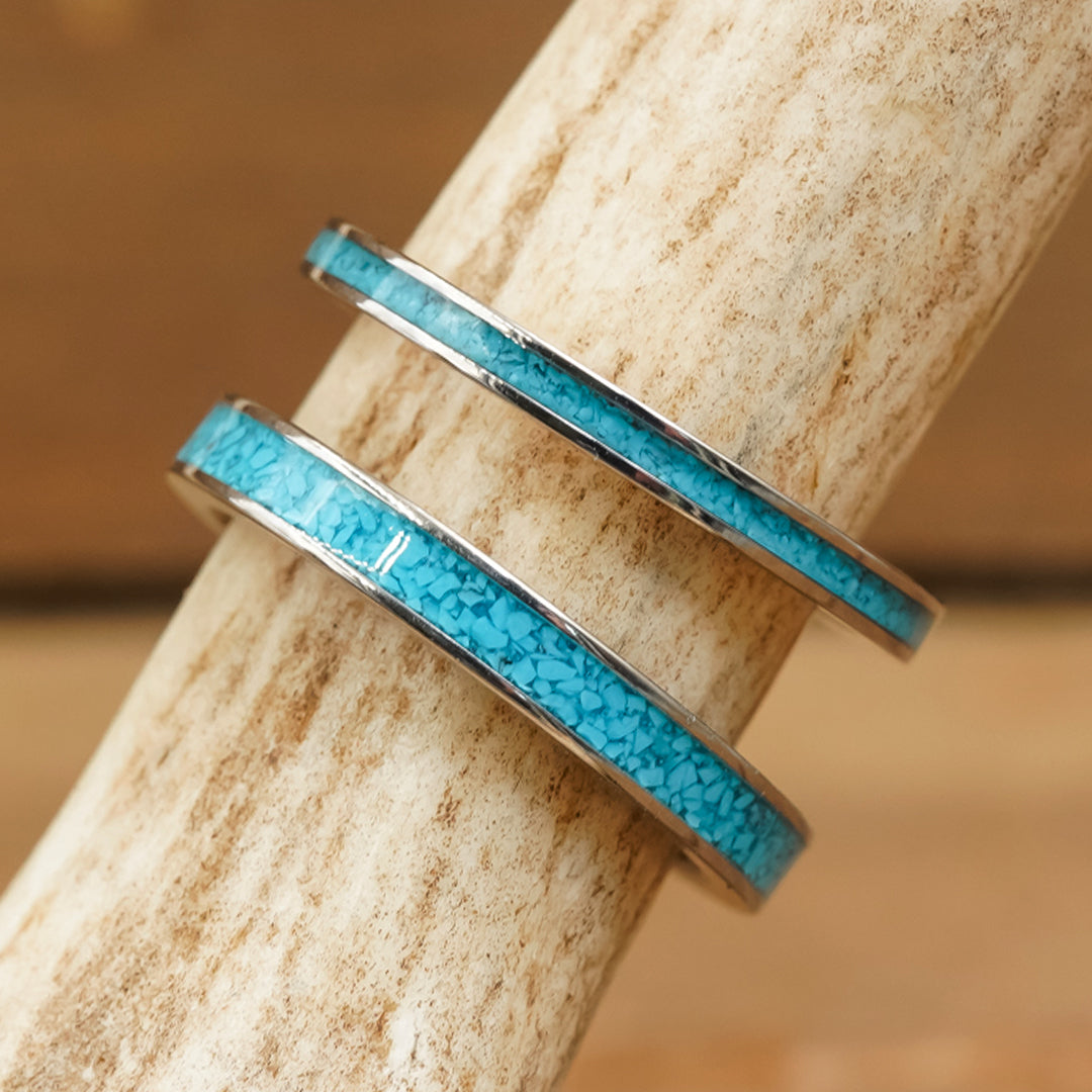 The Sierra | Women's 2mm or 3mm Titanium Crushed Turquoise Stacking ...