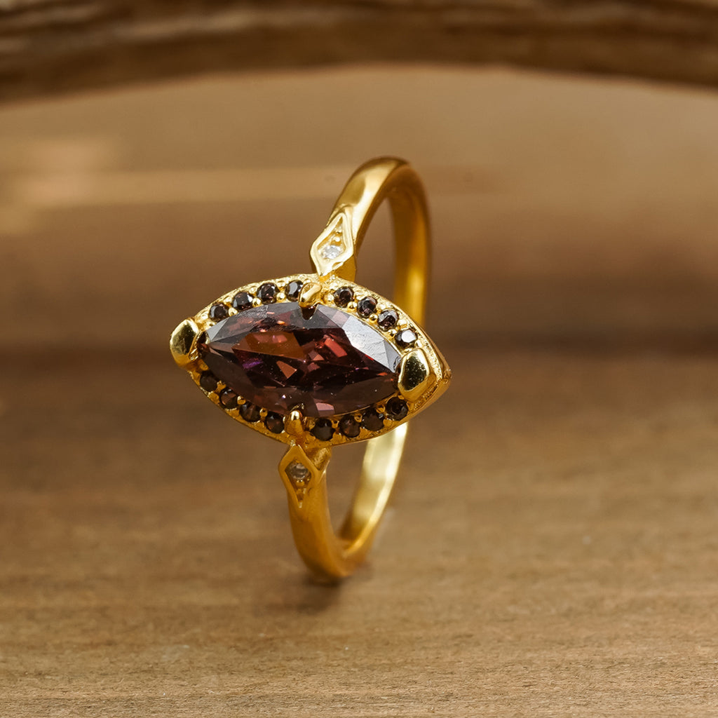The Smoky Quartz | Gold 925 Sterling Silver Marquise Cut Smoky