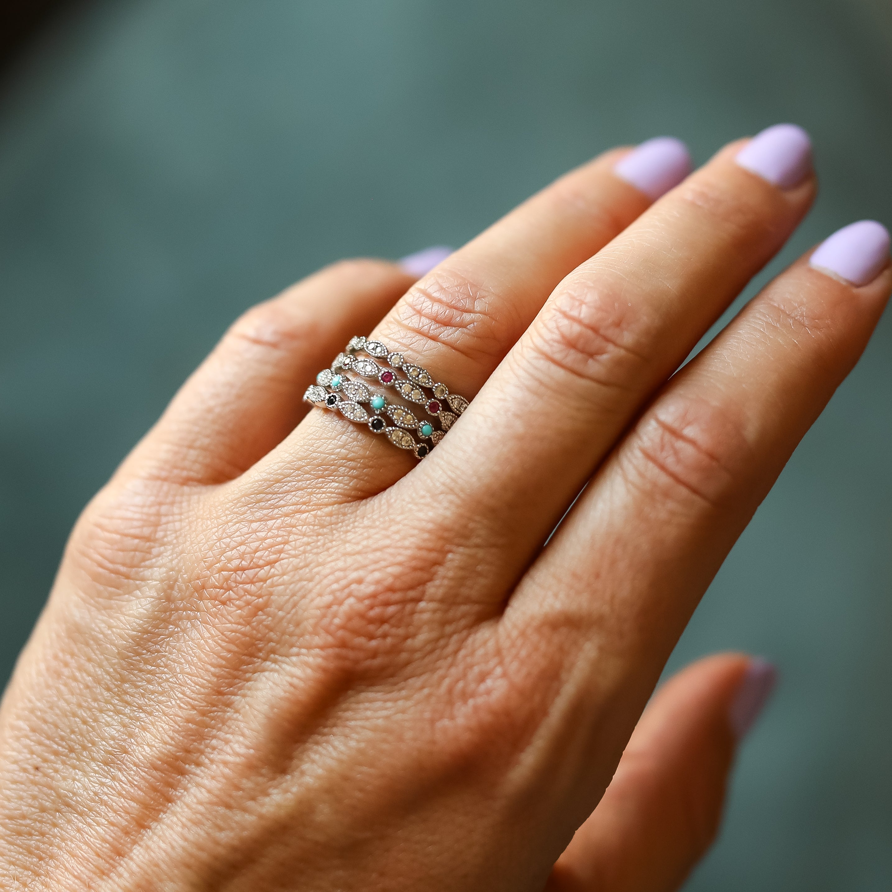 The Turquoise Vintage Stacking Band | Women's Vintage Turquoise & Cubic ...