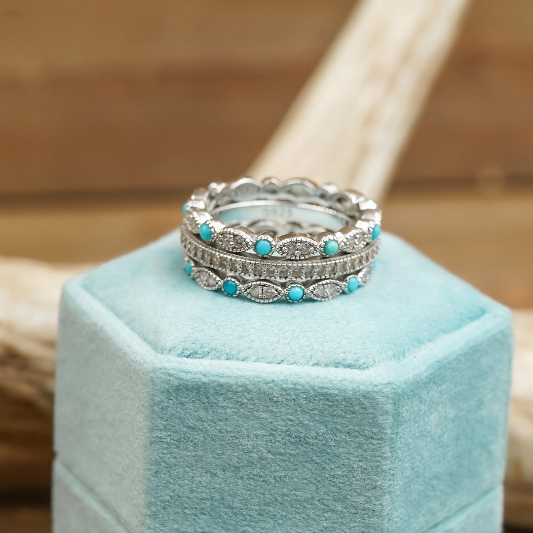 Turquoise Stackable Rings The Turquoise Vintage Stacking Band | Women's Vintage Turquoise & Cubic ...
