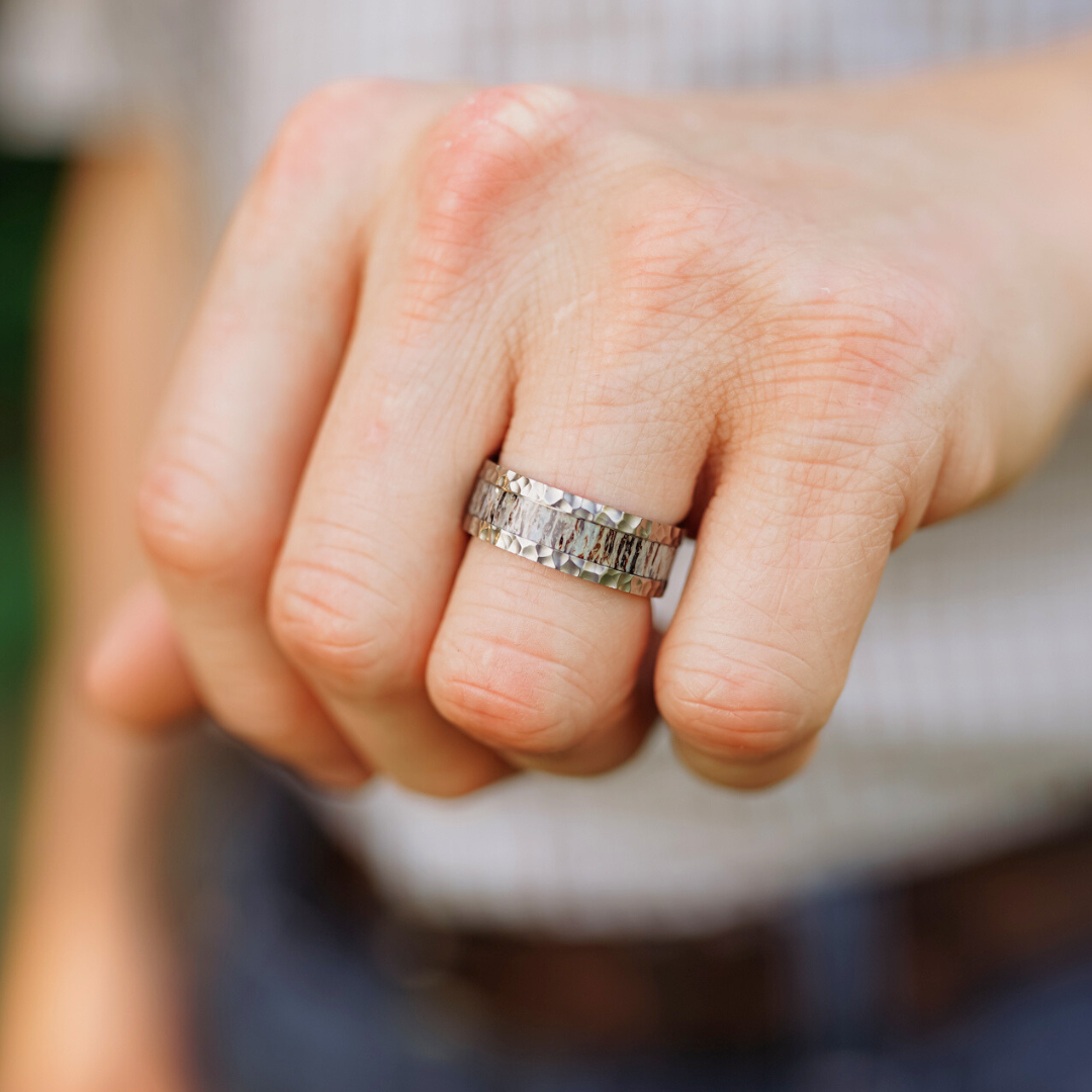 The Wilder Ranch | 8mm Hand Hammered Titanium Antler Ring
