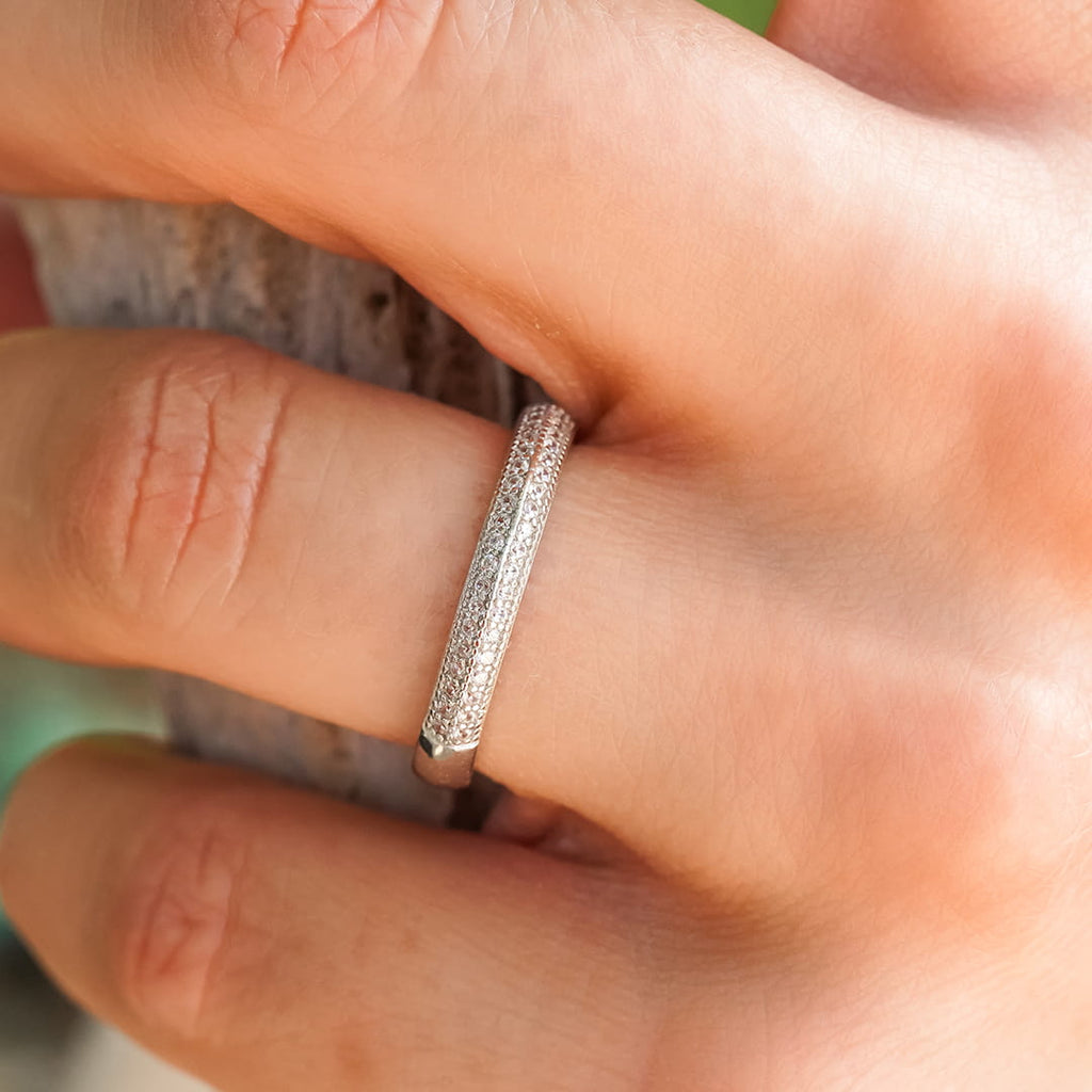 The Two Row CZ Stacking Ring