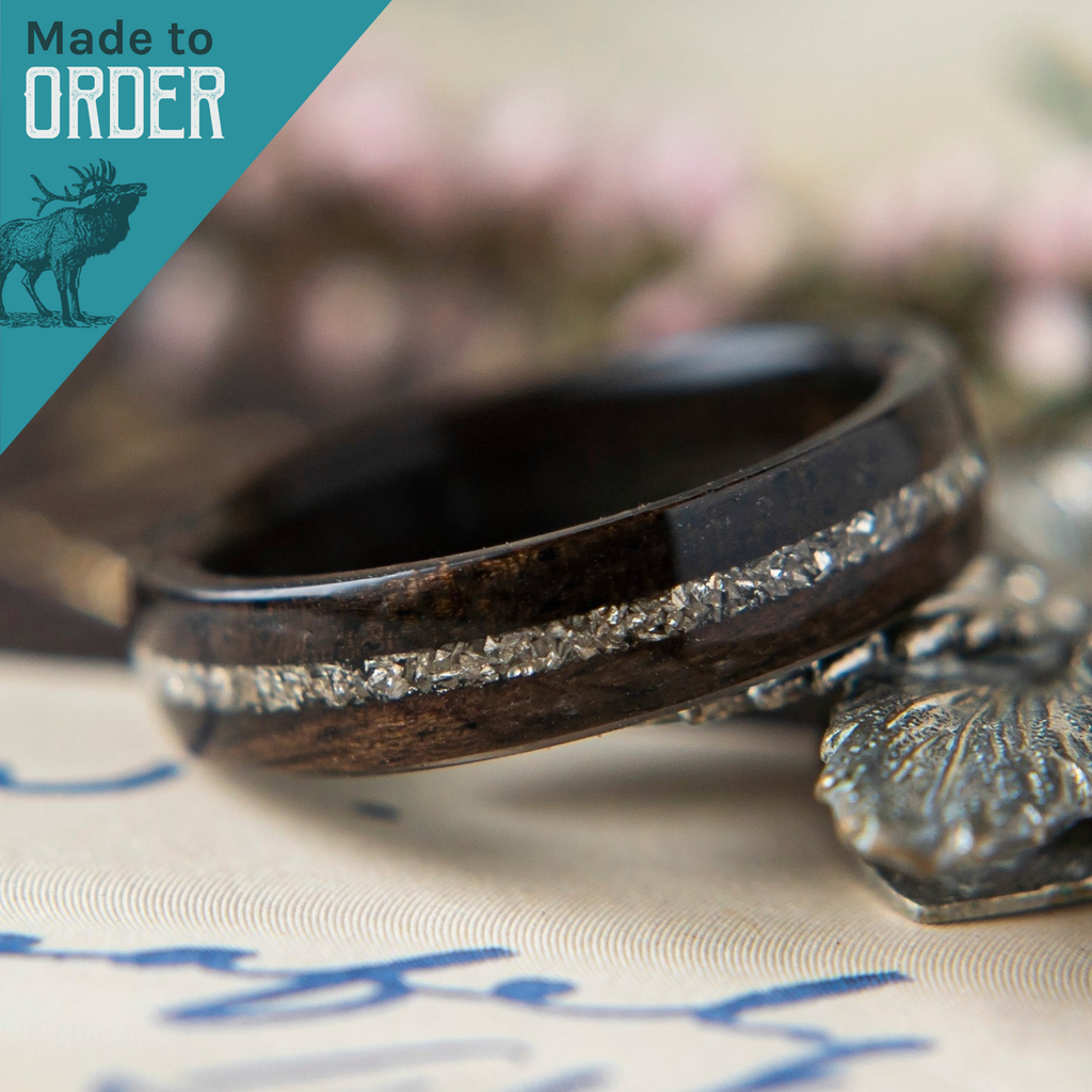 The Aztec Women s Ebony Wood and German Glass Flake Ring AntlerRings
