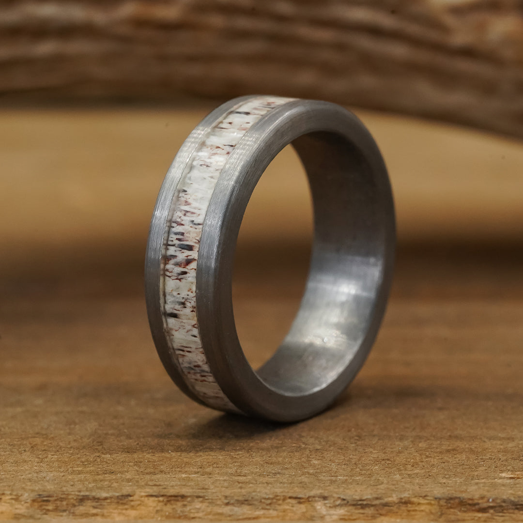 The Appalachian  6mm Sandblasted Tungsten Antler Ring