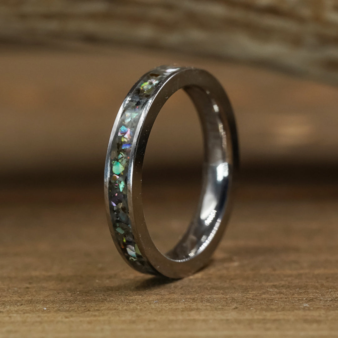 The Aurora - Women's Genuinely Finely Crushed Abalone Shell Inlaid Ring ...