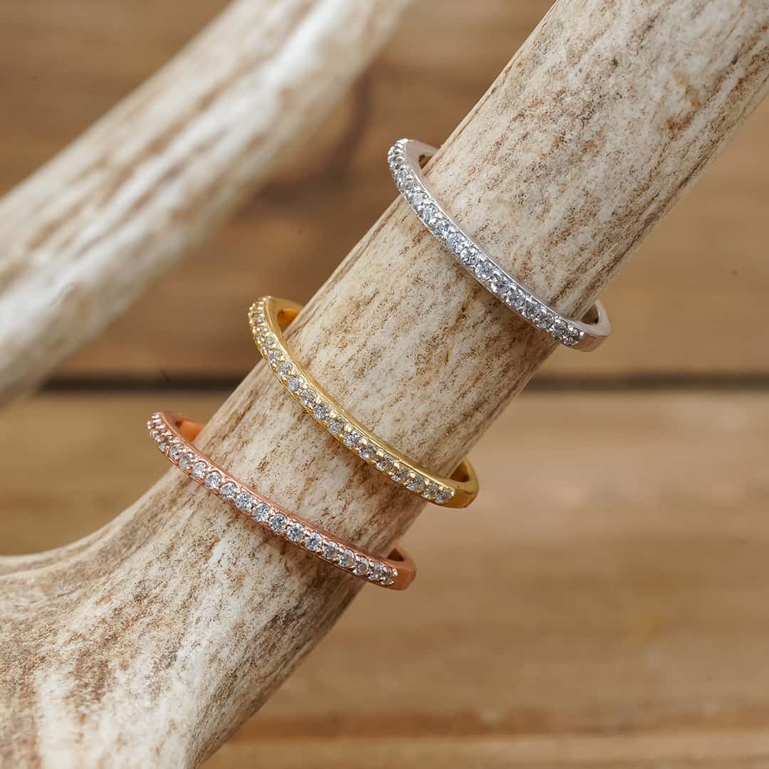 CZ Stacking Ring | 1mm Cubic Zirconia Dainty Women's Wedding Band ...