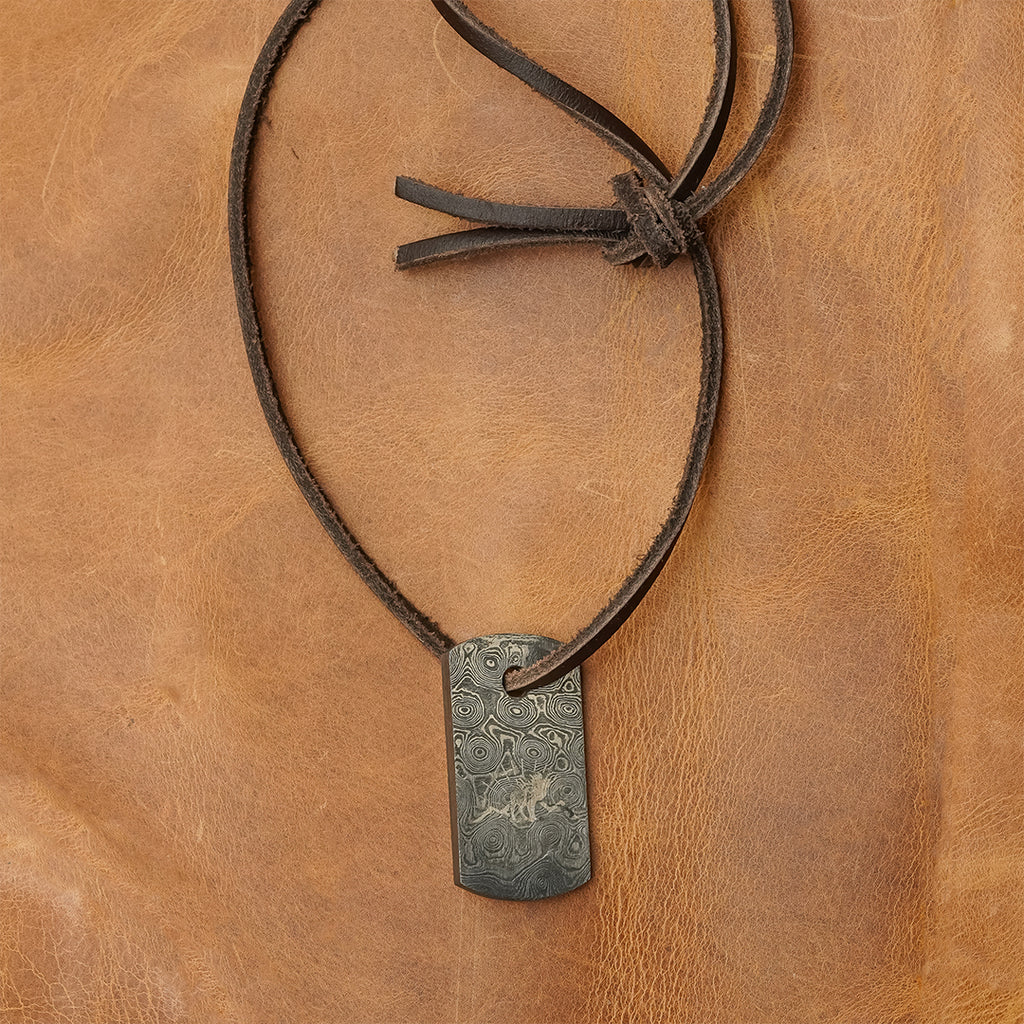 Damascus Dog Tag Necklace
