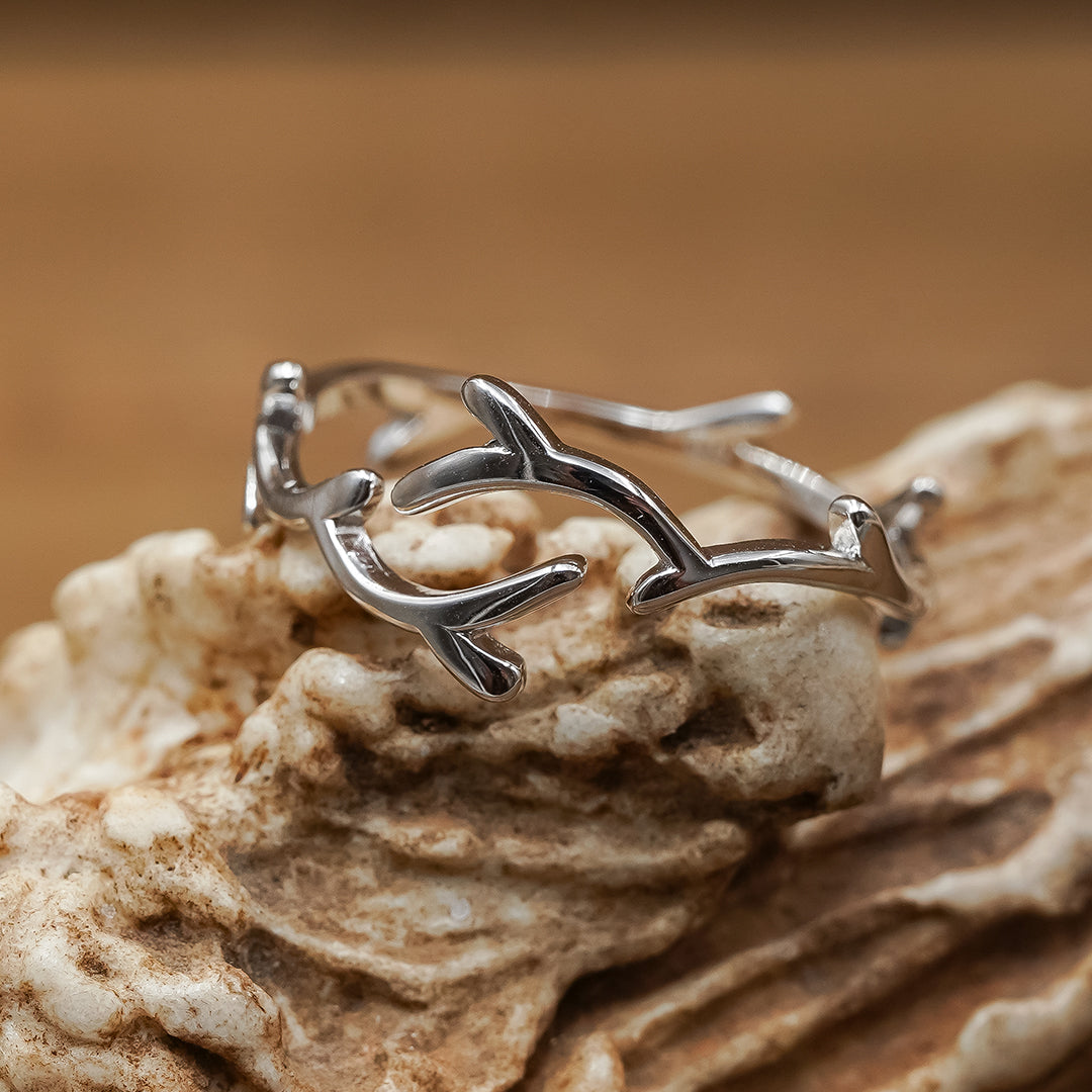 The Helena Adjustable Antler Passing 925 Sterling Silver Twig