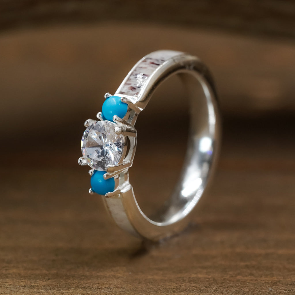 The Monument Rocks | Three Stone Turquoise and CZ Antler