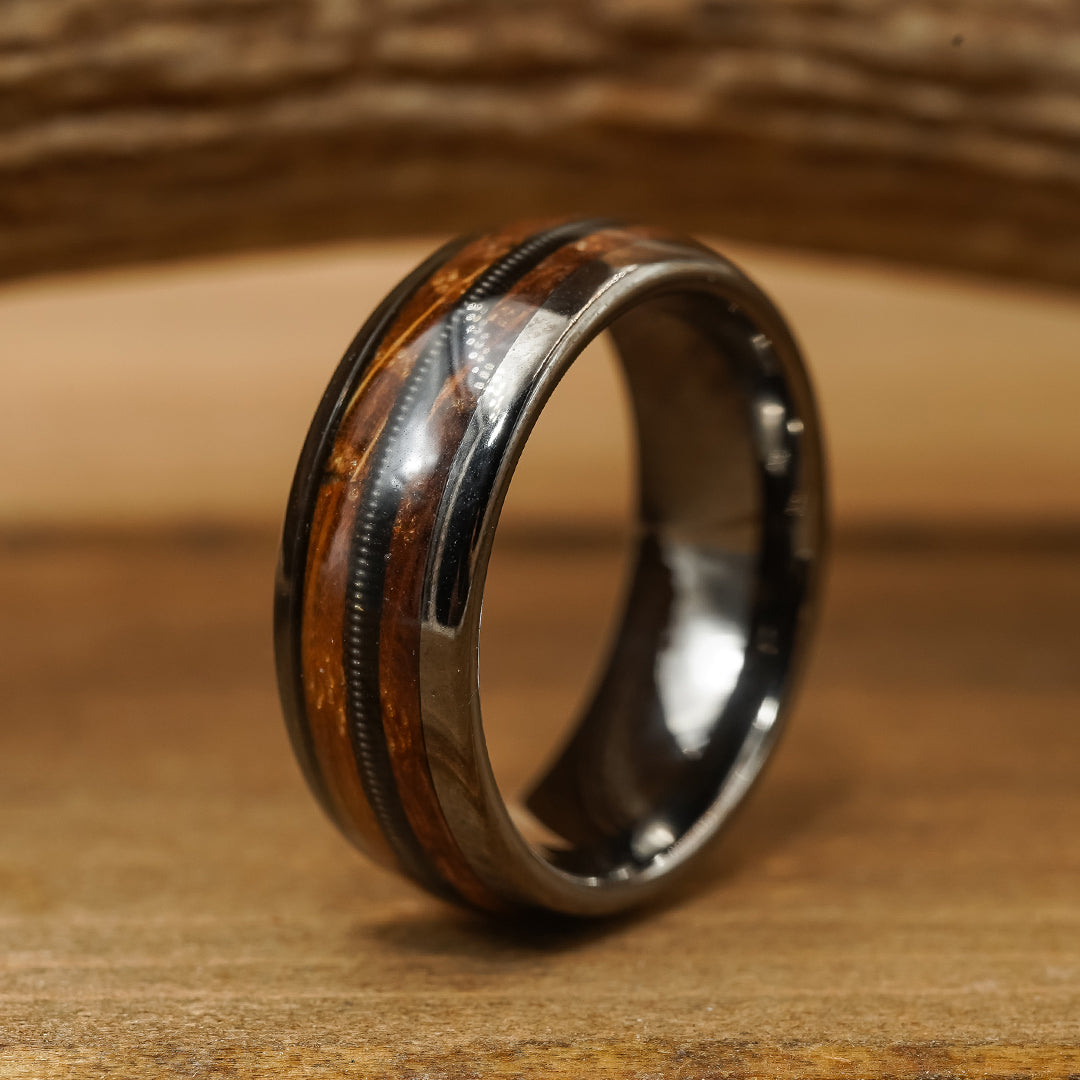 The Nashville | 8mm Tungsten Whiskey Barrel Guitar String Wedding Band