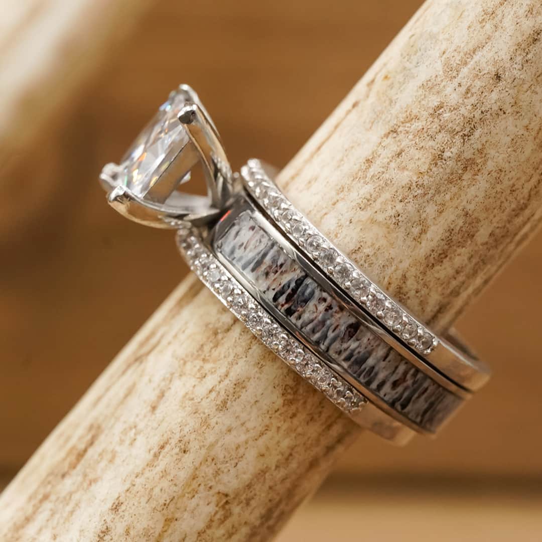 Antler Wedding Rings Antler Promise Rings Deer Antler Men Wedding