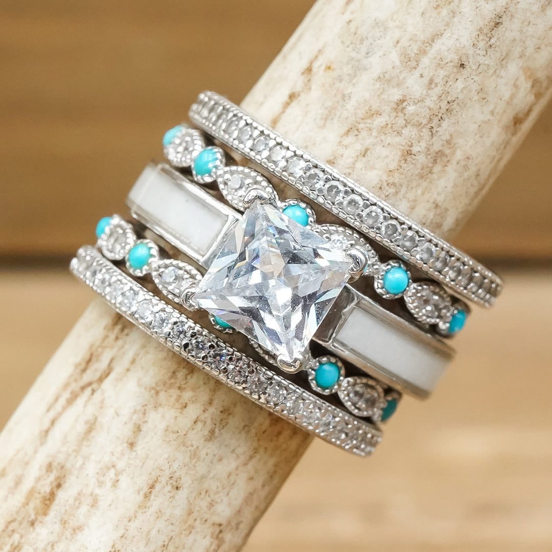  Deer Antler Couples Matching Rings Set Cute Silver