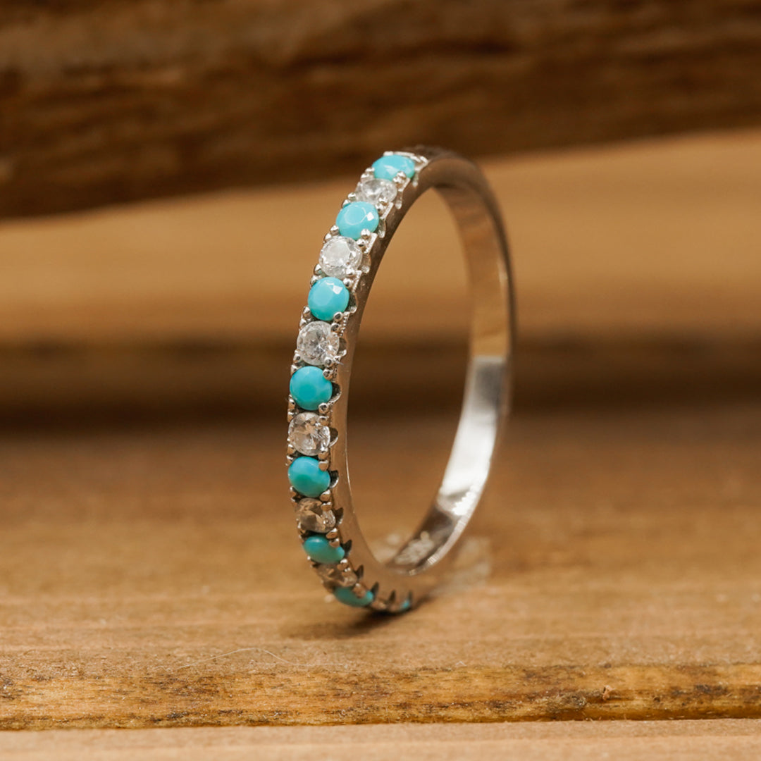 The St. Elias Stacking Band - Women's Rounded Turquoise & CZ Stacking ...