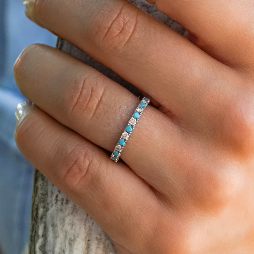 The St. Elias Stacking Band - Women's Rounded Turquoise & CZ Stacking ...